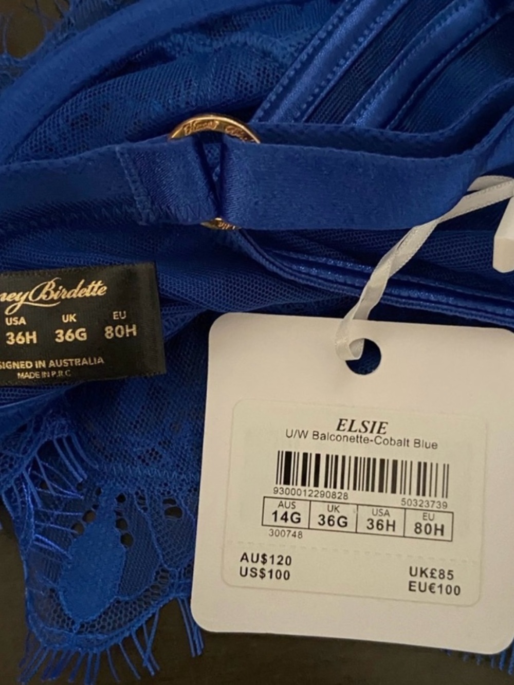 NWT Honey Birdette 36H Cobalt Blue Elsie Bra - Picture 6 of 6